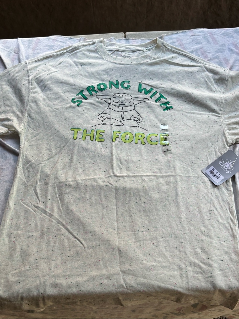 Star Wars Baby Yoda "Strong With The Force" Cream Graphic Tee